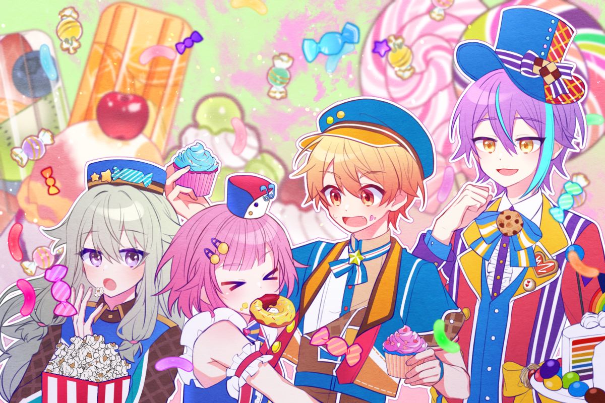 This is a pixiv picture whose title is 🍿🍩🧁🍰.