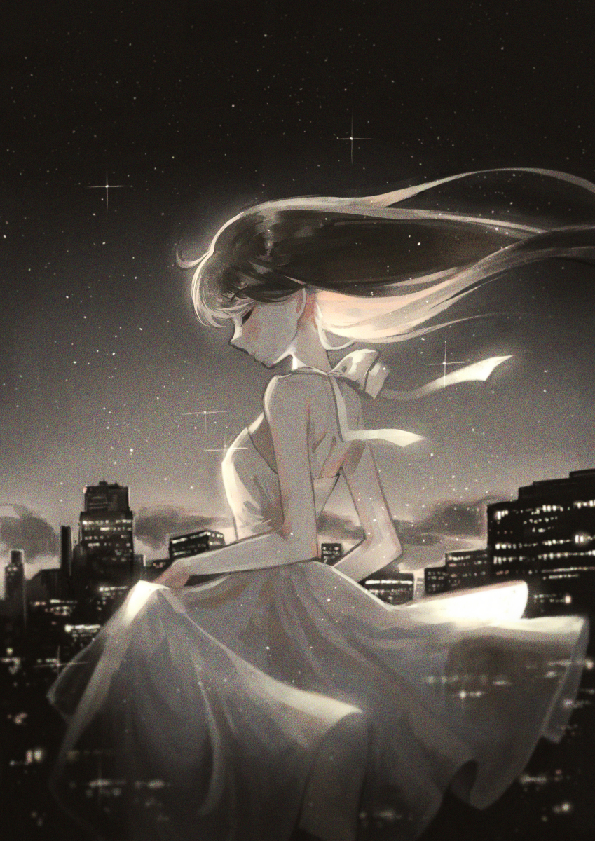 This is a pixiv picture whose title is 夜へ.