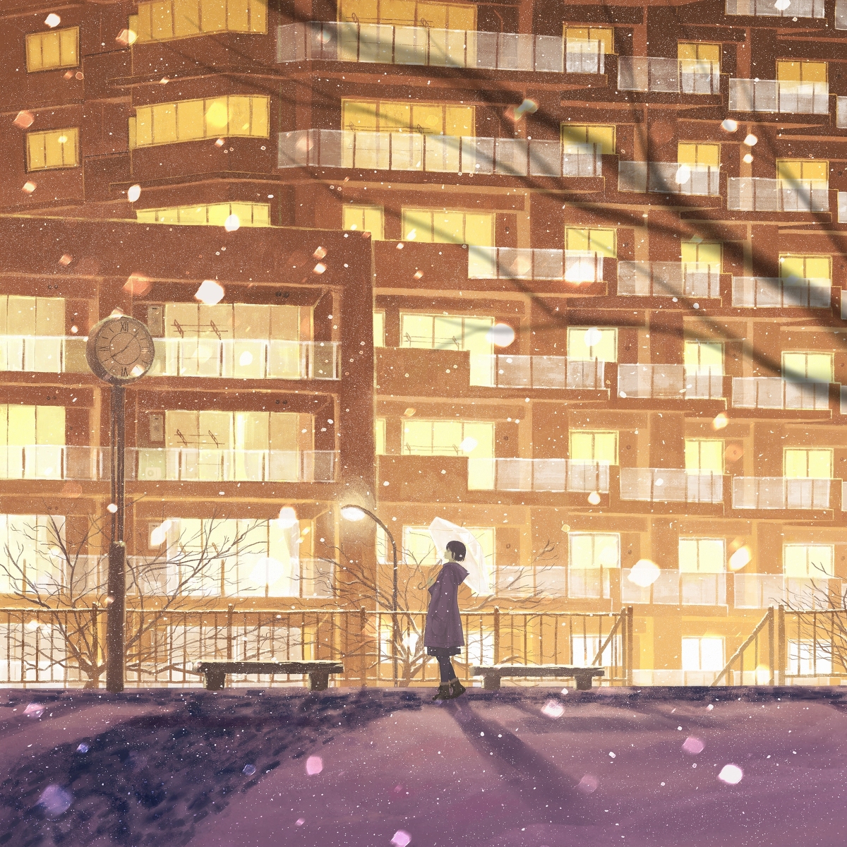 This is a pixiv picture whose title is 雪灯る夜.