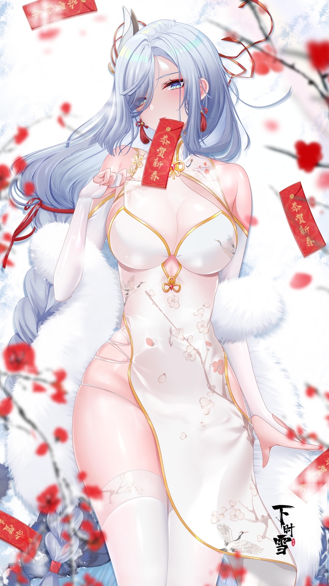 This is a pixiv picture whose title is 梅开雪鹤归.