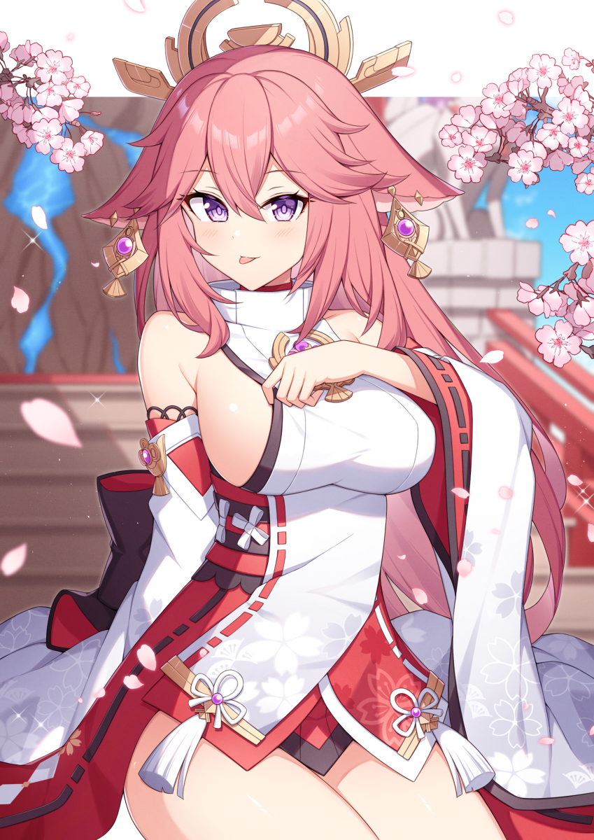 This is a pixiv picture whose title is 八重神子さんのイタズラ.