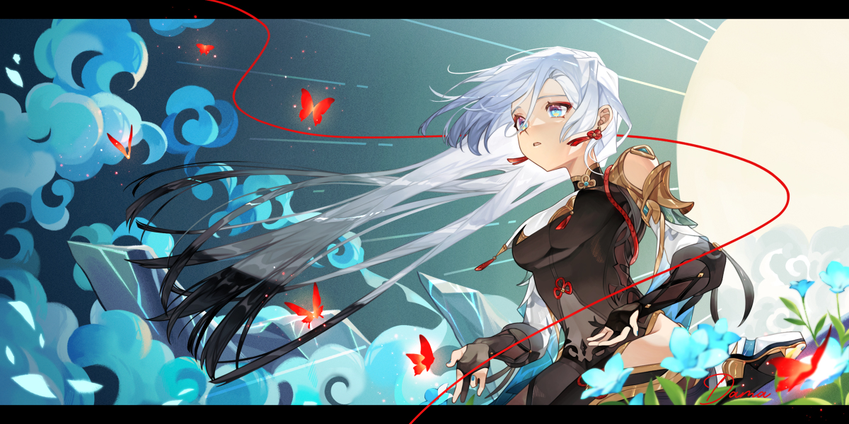 This is a pixiv picture whose title is 申鶴.