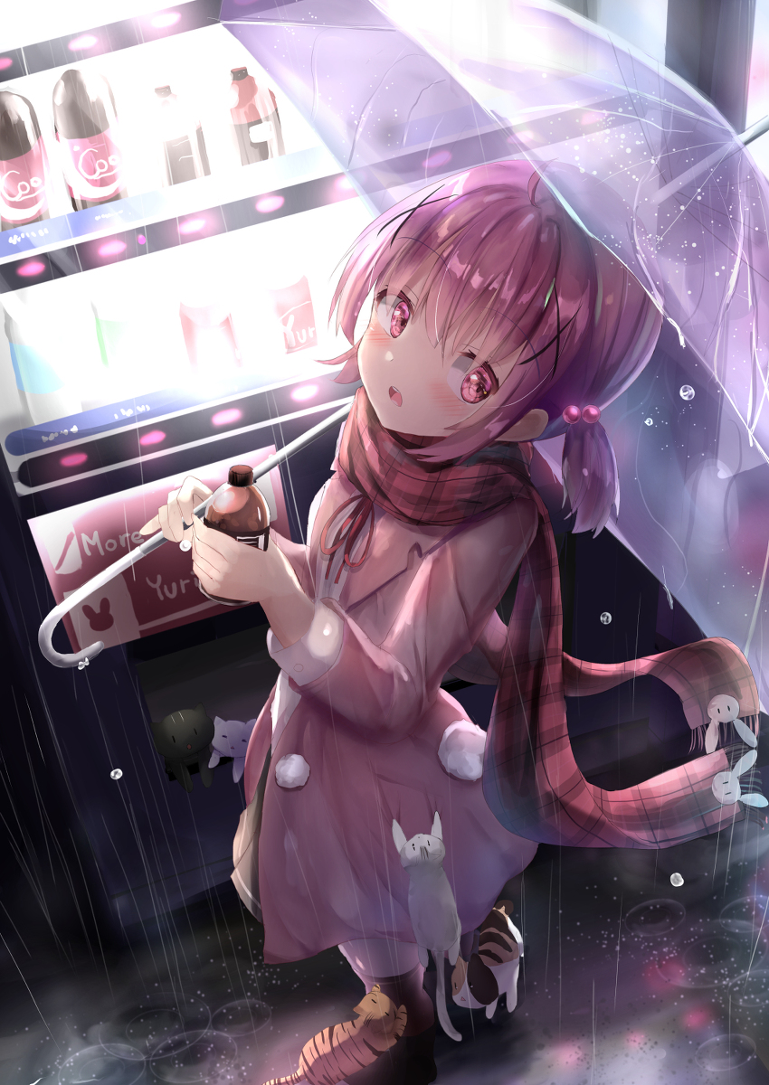 This is a pixiv picture whose title is ネコと自販機と女の子.