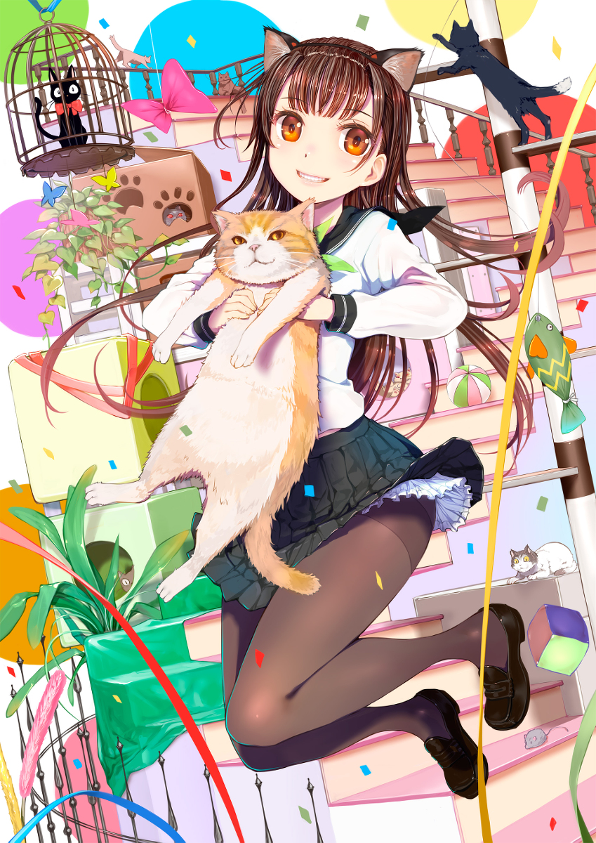 This is a pixiv picture whose title is ねこカフェ パーティークラッカー.