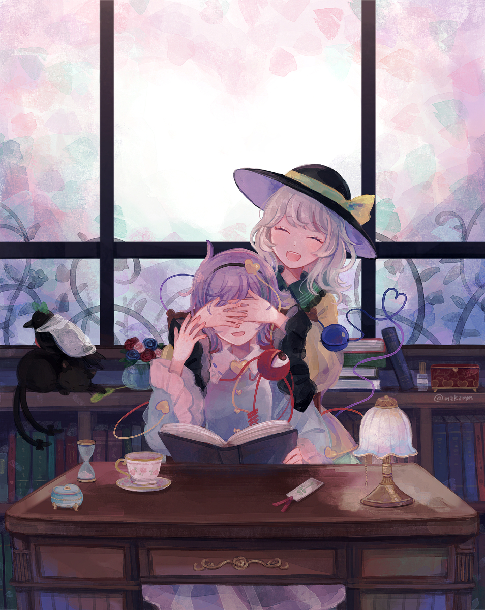 This is a pixiv picture whose title is 「後ろにいるの だ～れだ」.