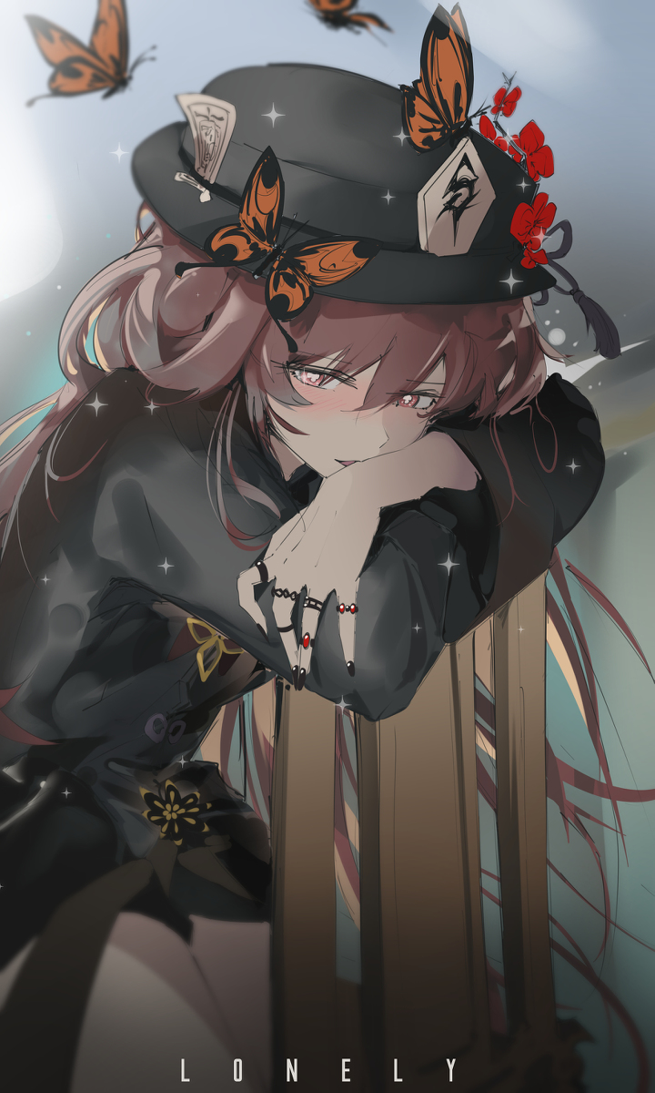 This is a pixiv picture whose title is Lonely Hutao | Genshin.