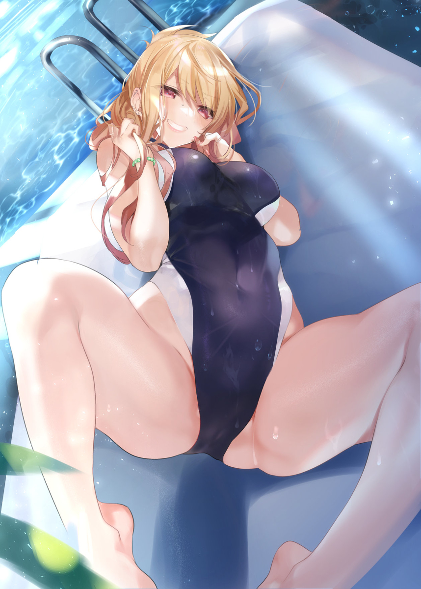 This is a pixiv picture whose title is 喜多川海夢ちゃんの競泳おせ.
