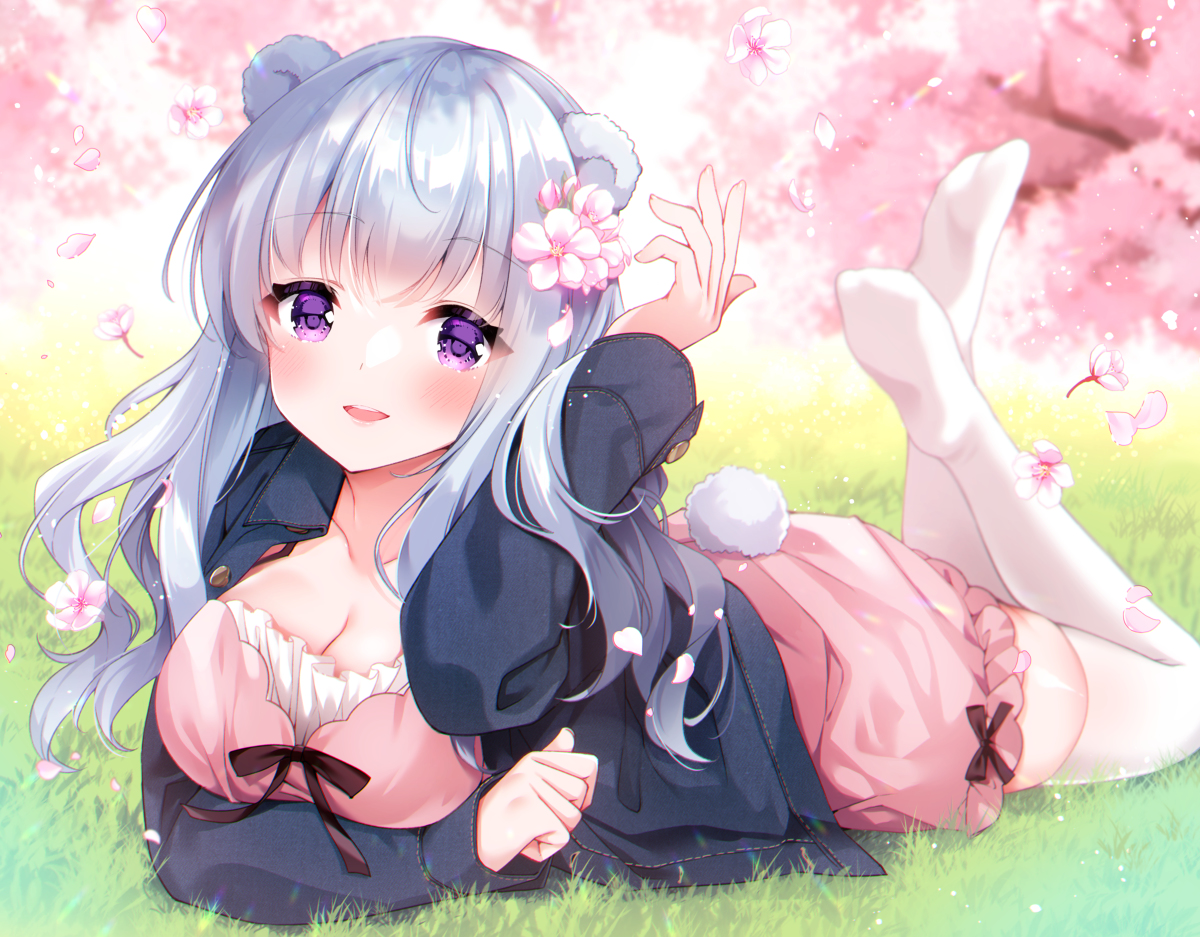 This is a pixiv picture whose title is 先輩と芝生デート.