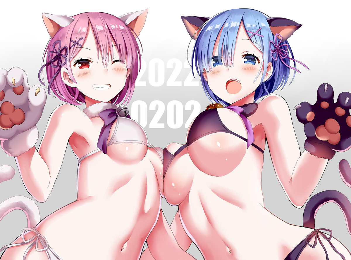 This is a pixiv picture whose title is 20220202レムラム誕生日絵.