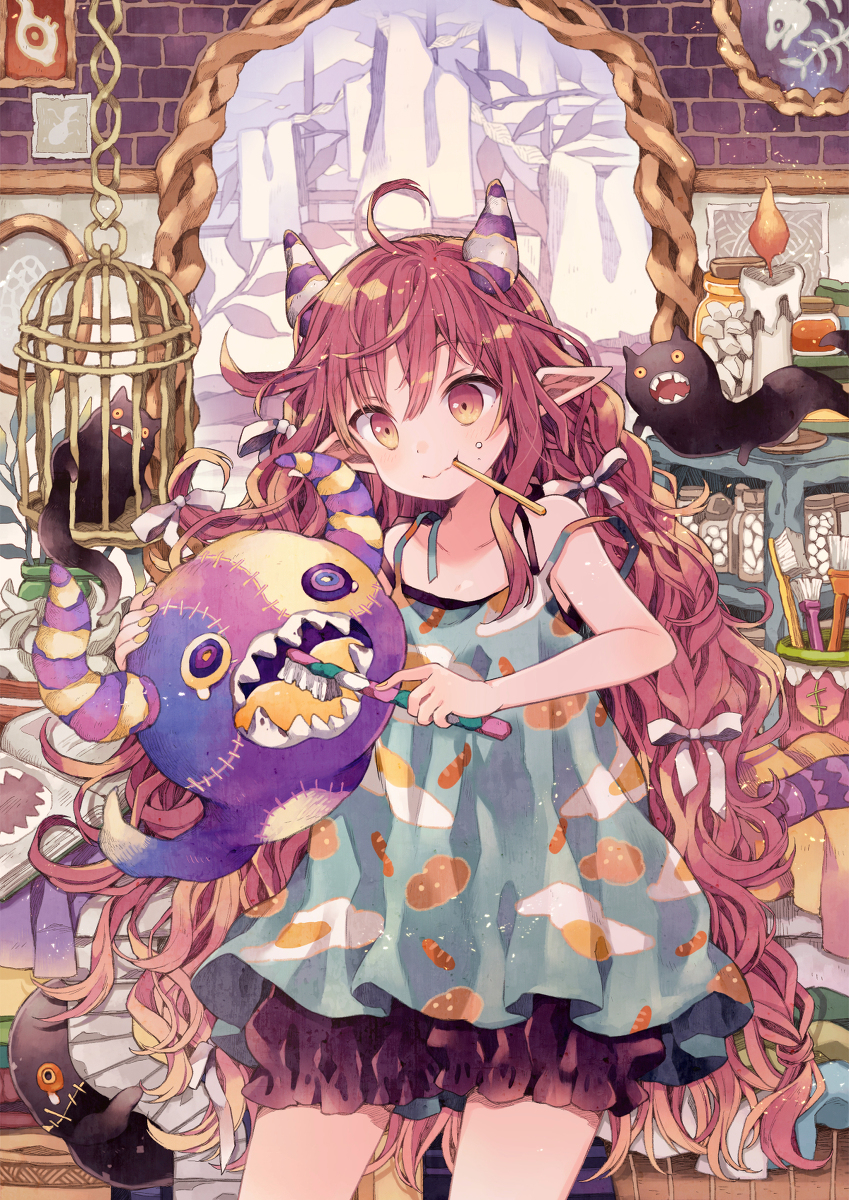 This is a pixiv picture whose title is 夜のはみがき.