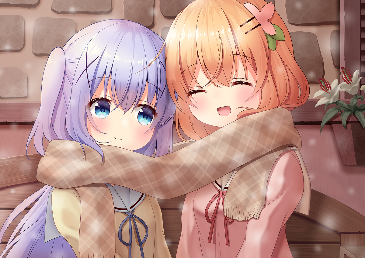 This is a pixiv picture whose title is 2人マフラー.