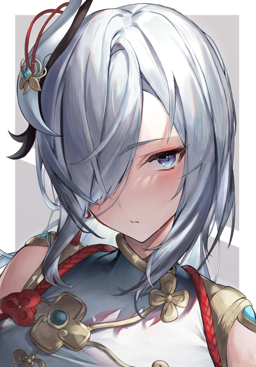 This is a pixiv picture whose title is 申鶴.