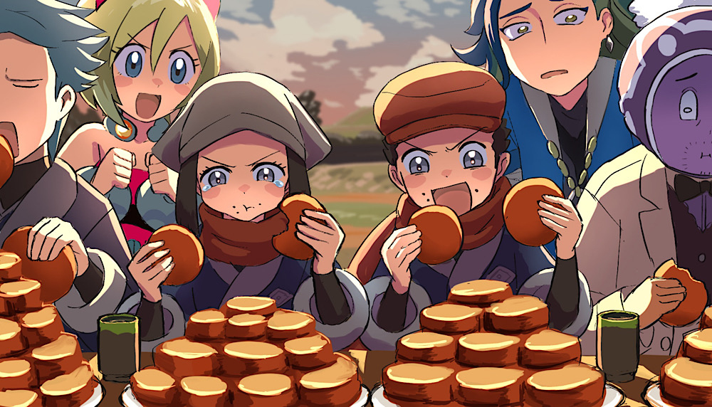 This is a pixiv picture whose title is イモモチ早食い対決.