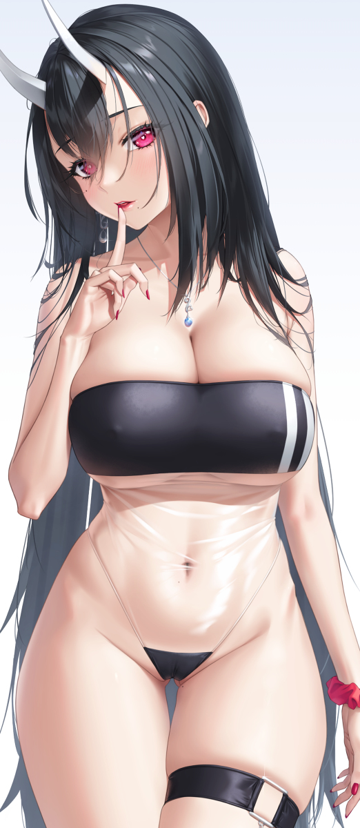 This is a pixiv picture whose title is GrisSwimsuitを着てるうちの鬼娘.