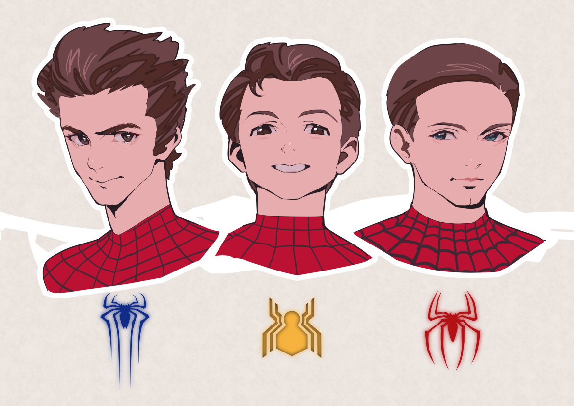 This is a pixiv picture whose title is 3 SPIDER-MAN.