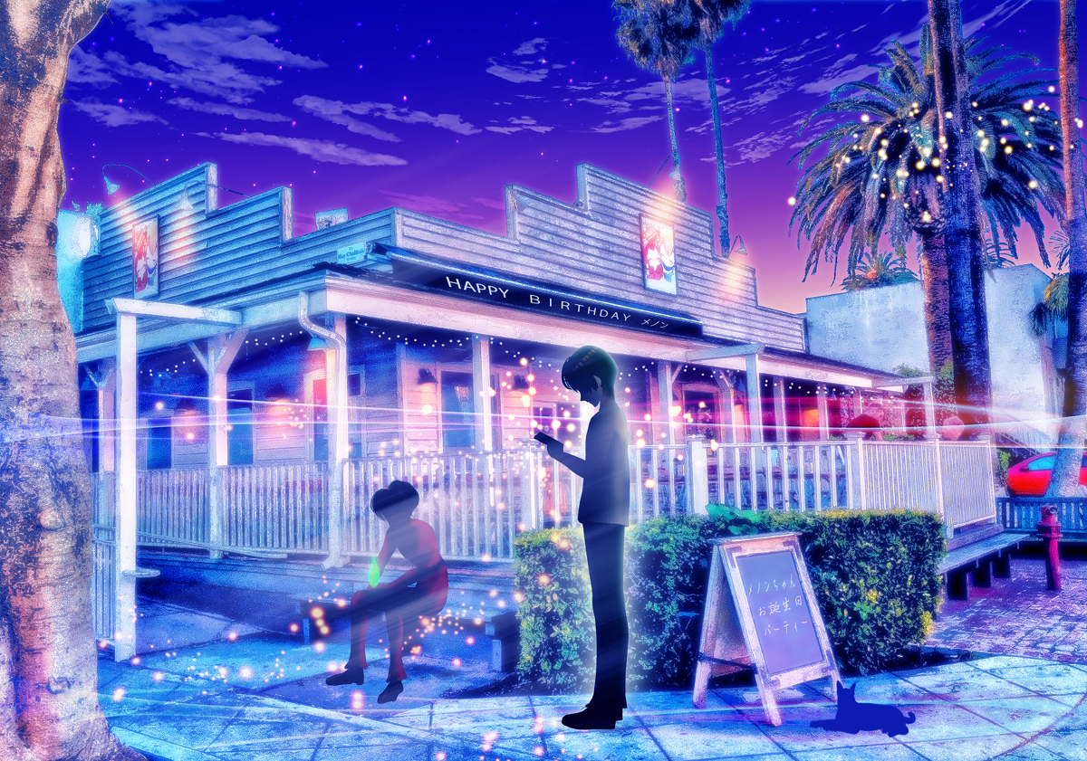 This is a pixiv picture whose title is 赤と青とBirthday.