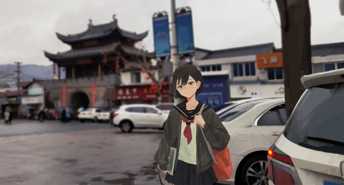 This is a pixiv picture whose title is 街上.