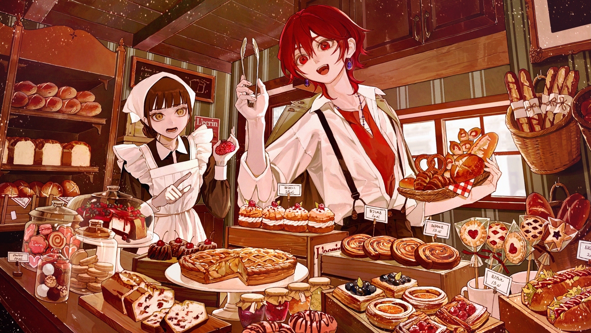 This is a pixiv picture whose title is 「食卓がパンだけになっても知りませんから！」.