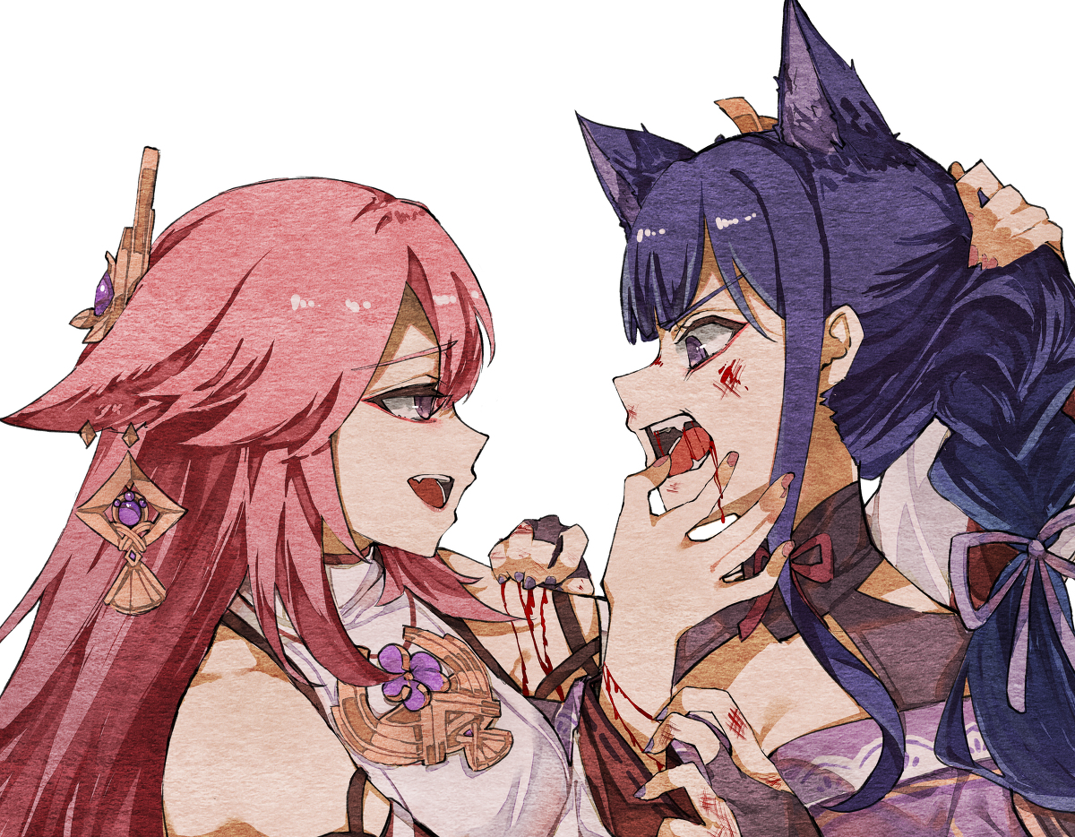 This is a pixiv picture whose title is Yae Miko and her mad dog.