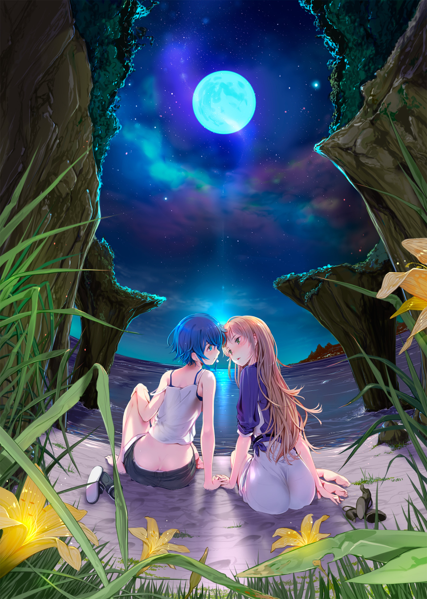 This is a pixiv picture whose title is 月が見てる.