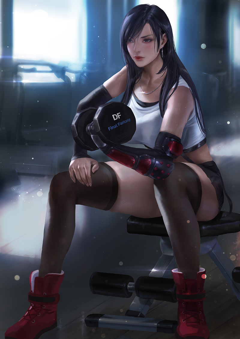 This is a pixiv picture whose title is 健身的Tifa.