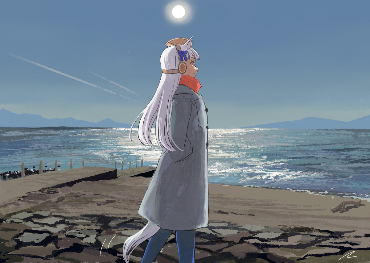 This is a pixiv picture whose title is 海辺さんぽゴルシ.