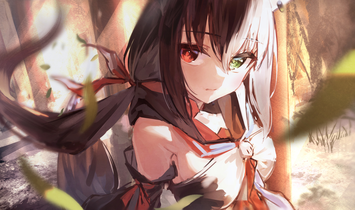 This is a pixiv picture whose title is 白上フブキ(＆黒上).