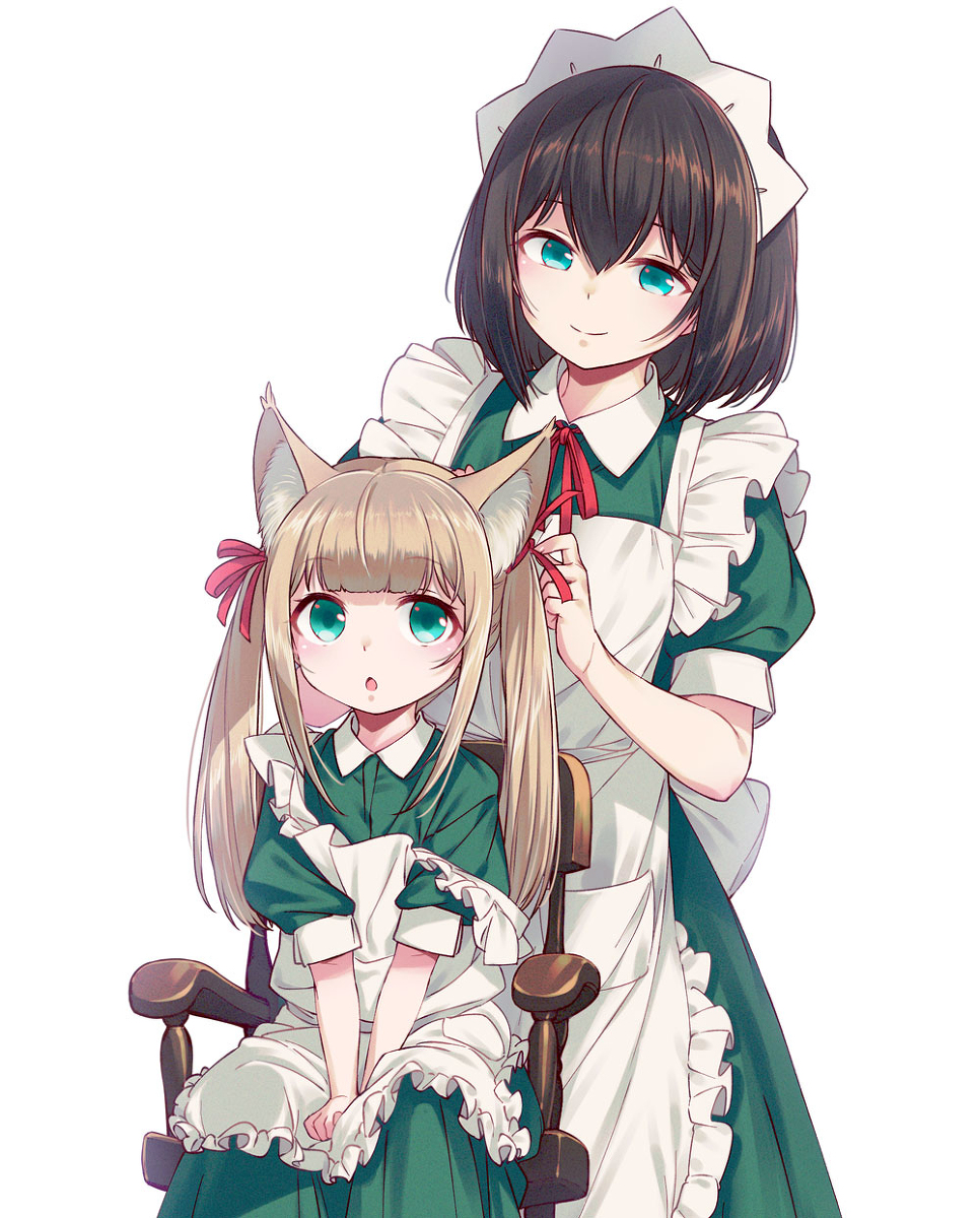 This is a pixiv picture whose title is ちとせさんにツインテールにしてもらうきなこ🐈🎀.