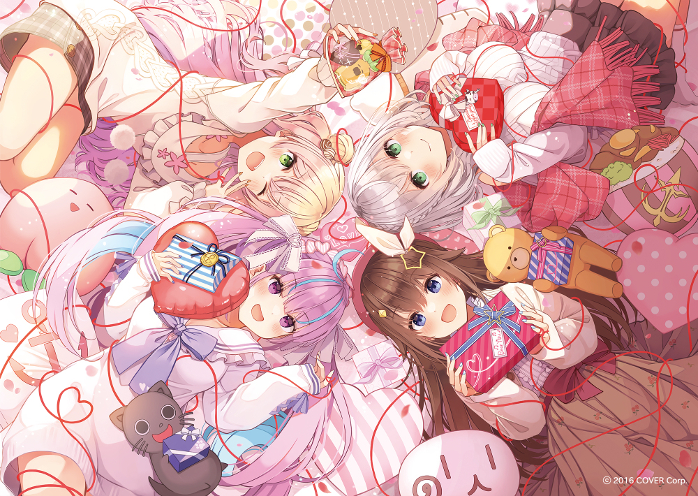 This is a pixiv picture whose title is 「ホロライブ バレンタインボイス2022」キービジュアルイラスト.