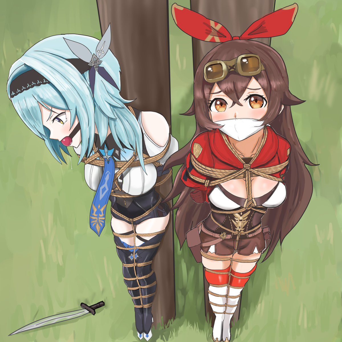 This is a pixiv picture whose title is Eula and Amber.