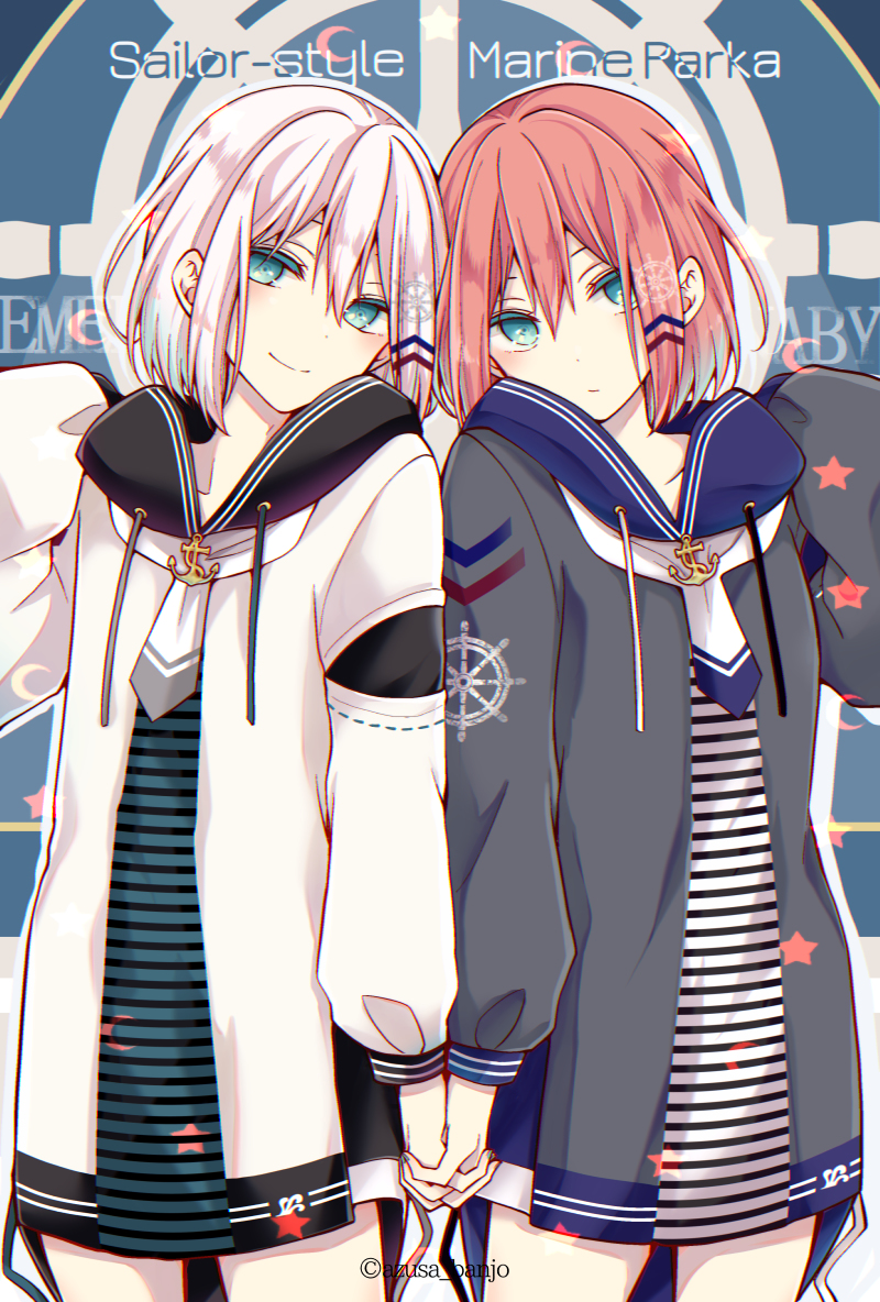 This is a pixiv picture whose title is Sailor Marine Parka Twins💙💚.