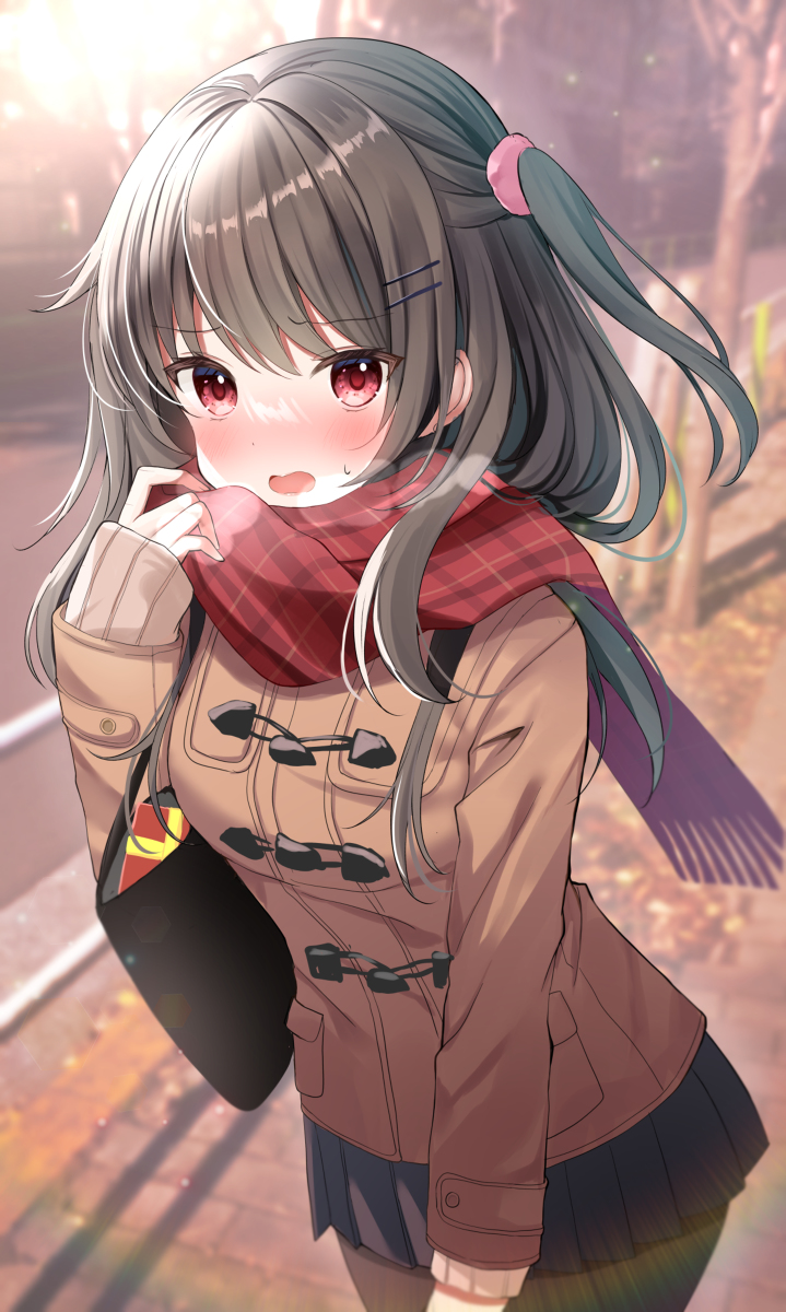 This is a pixiv picture whose title is 「せ、先輩！一緒に帰ってもいいですか！？」.