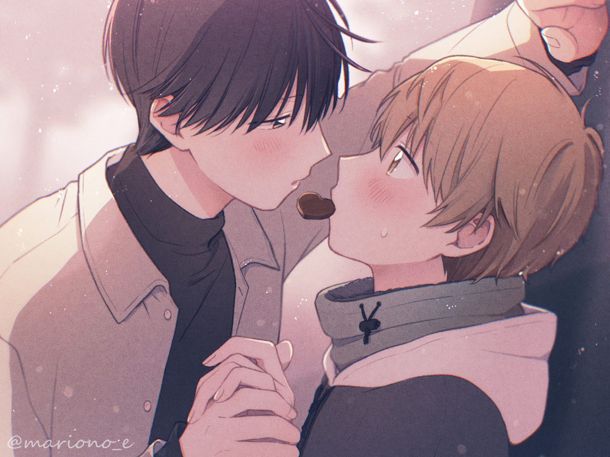 This is a pixiv picture whose title is 【創作BL】「先輩…」.