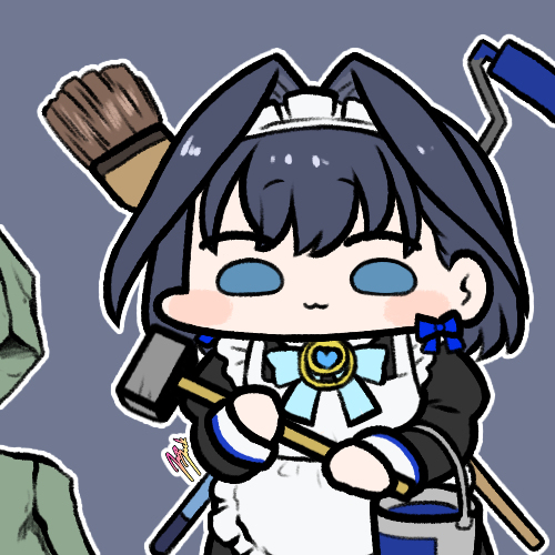This is a pixiv picture whose title is maid Kronii.