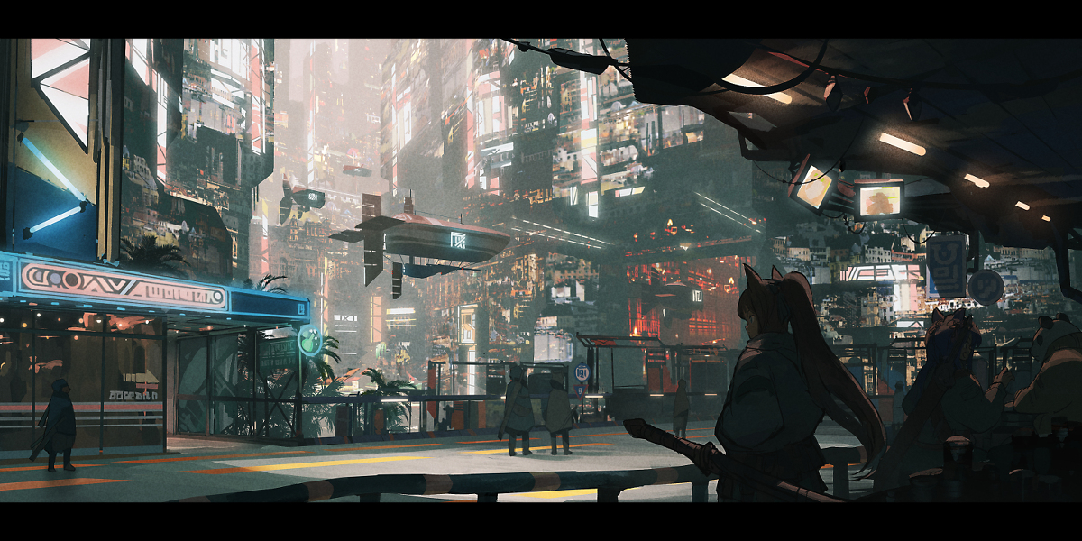 This is a pixiv picture whose title is 第8埠頭 飛空艇乗り場.