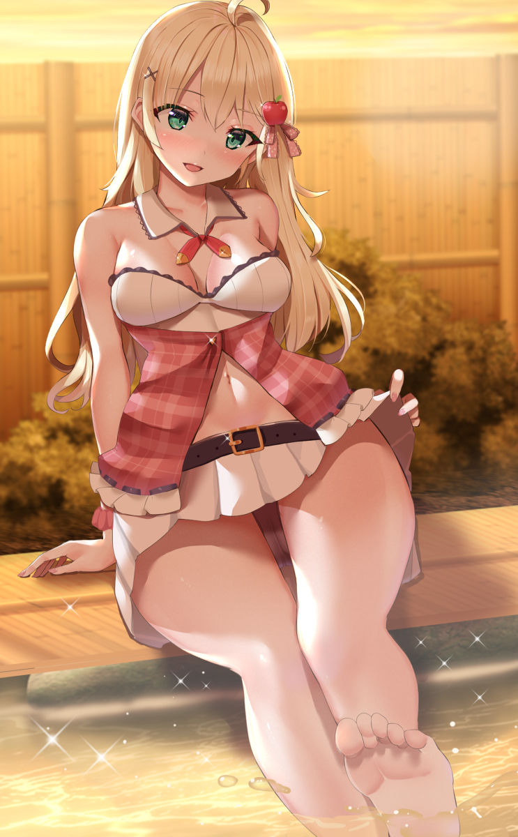 This is a pixiv picture whose title is 【リクエスト】足湯する娘.