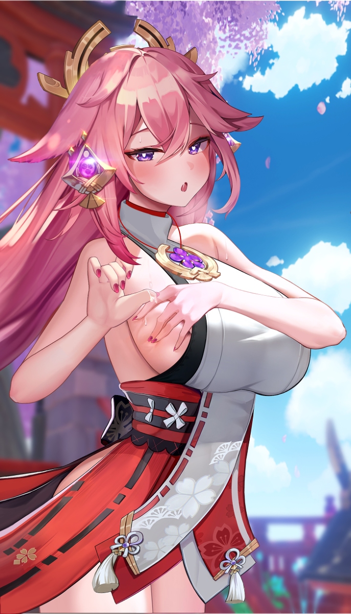 This is a pixiv picture whose title is 八重神子.