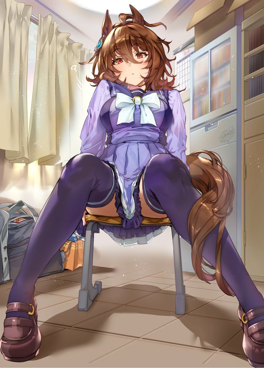 This is a pixiv picture whose title is お座りタキオン.