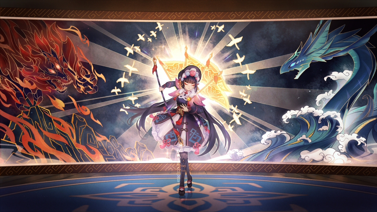 This is a pixiv picture whose title is 神女劈观.