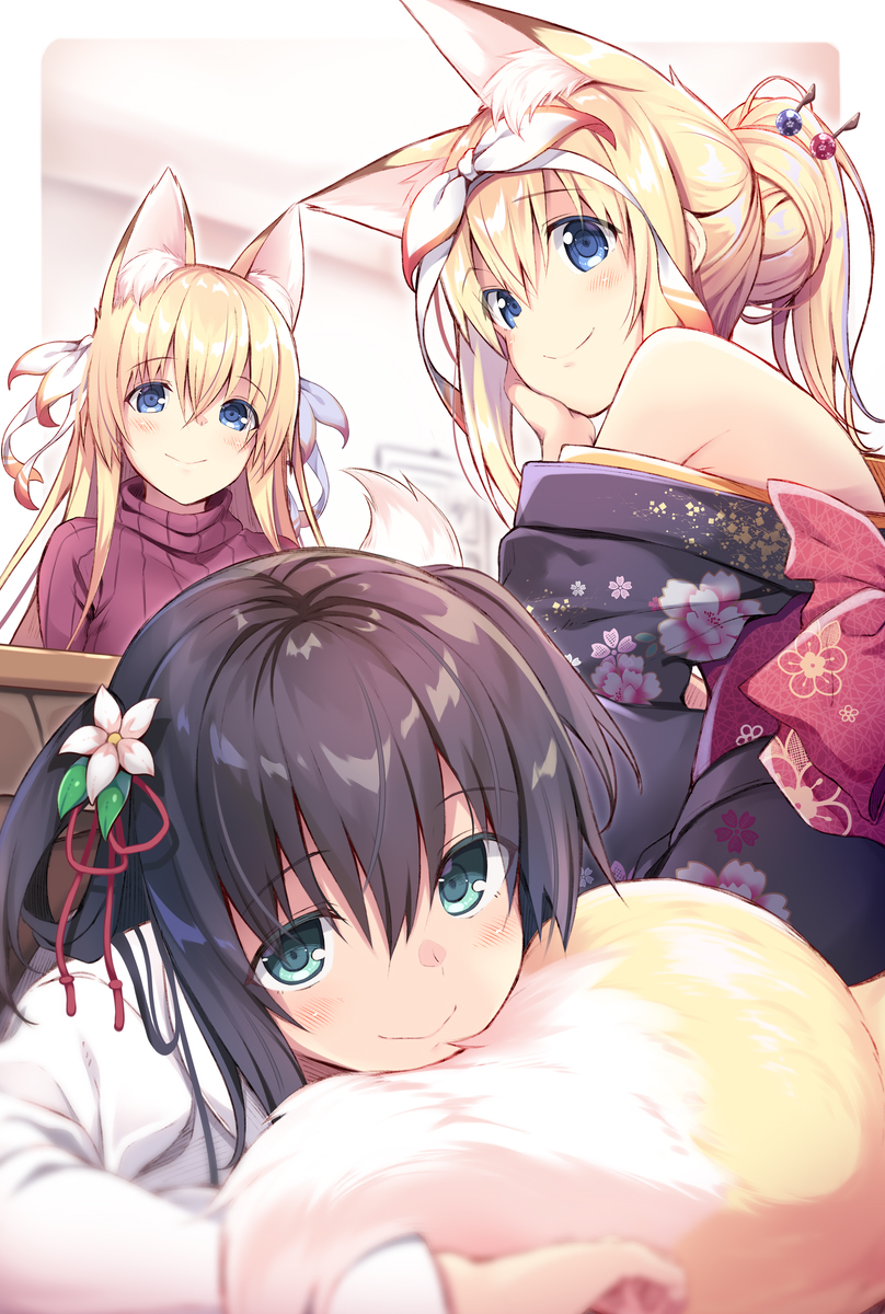 This is a pixiv picture whose title is 看板娘こたつ.