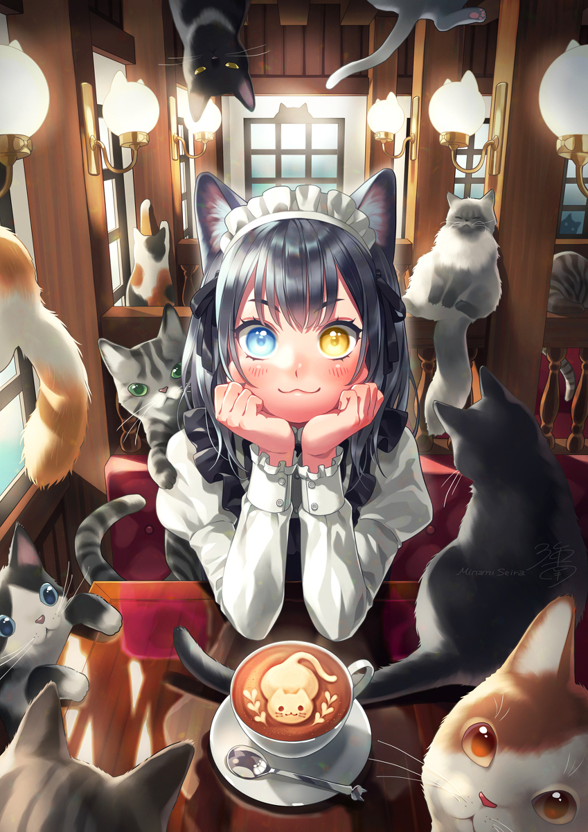 This is a pixiv picture whose title is 純ねこ喫茶.