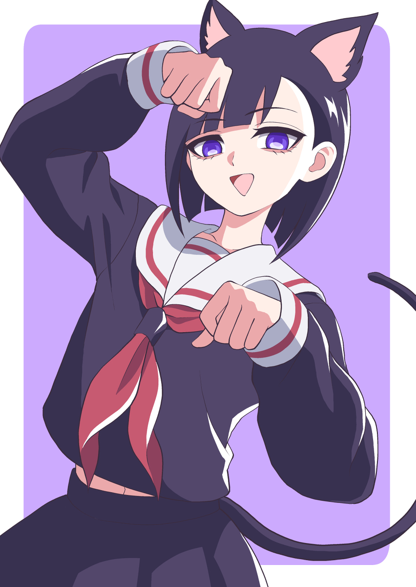 This is a pixiv picture whose title is 黒猫になった少女.