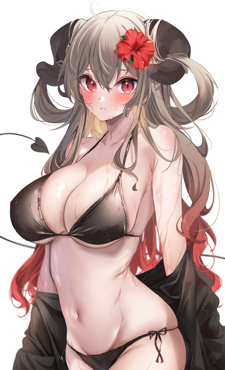 This is a pixiv picture whose title is 新しい水着… どう…？.