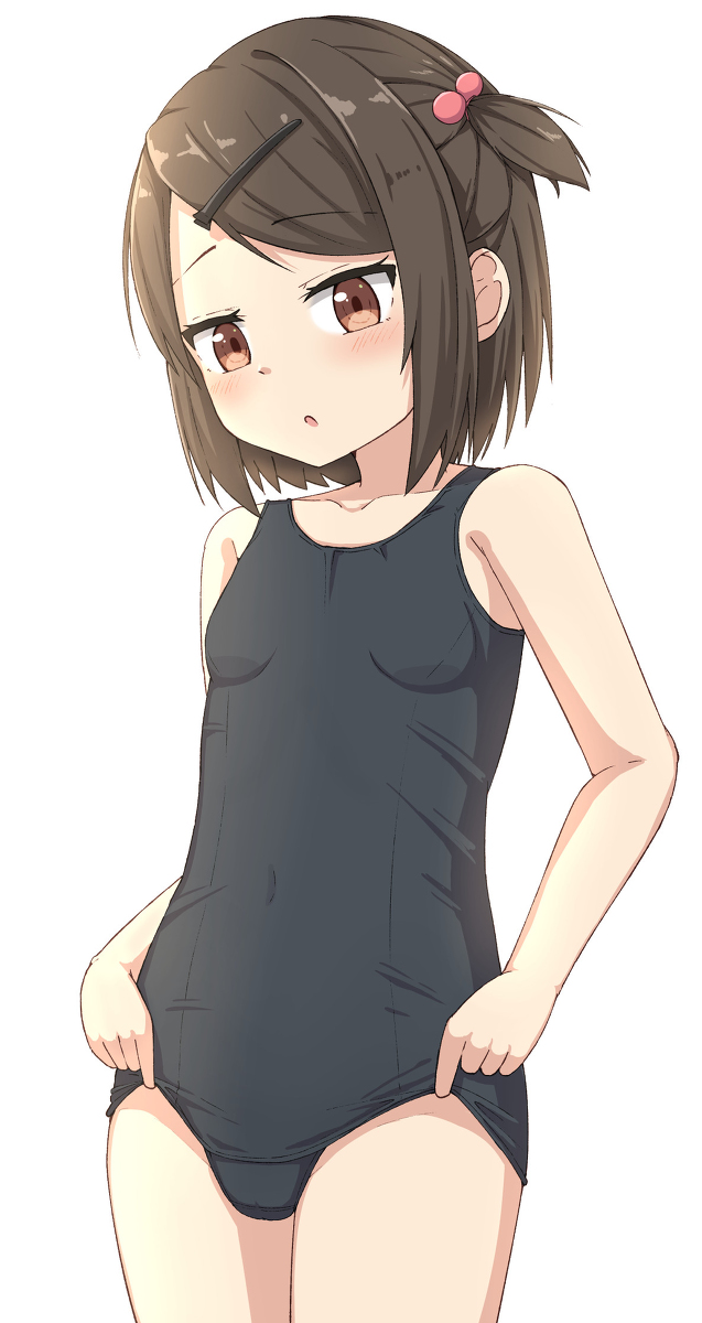 This is a pixiv picture whose title is スク水の位置調整中の子.