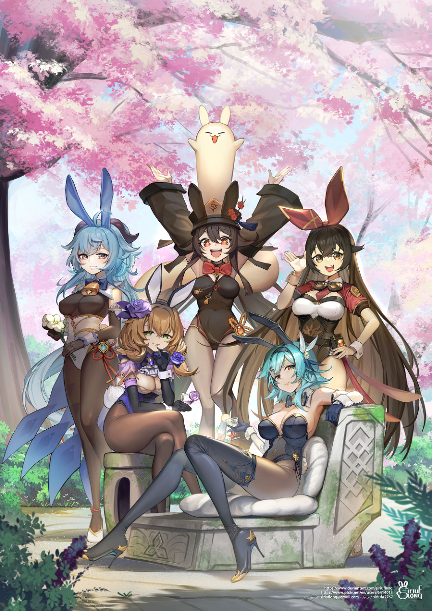 This is a pixiv picture whose title is bunnies impact 1.