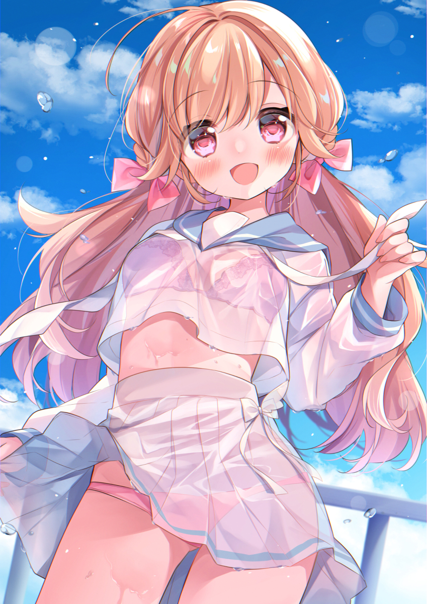 This is a pixiv picture whose title is 「一緒に水浴びしよ～っ！」.