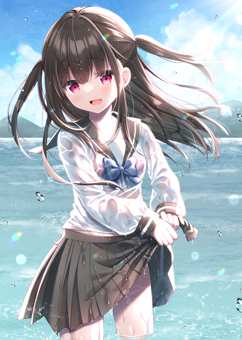 This is a pixiv picture whose title is 「濡れちゃった～…」.