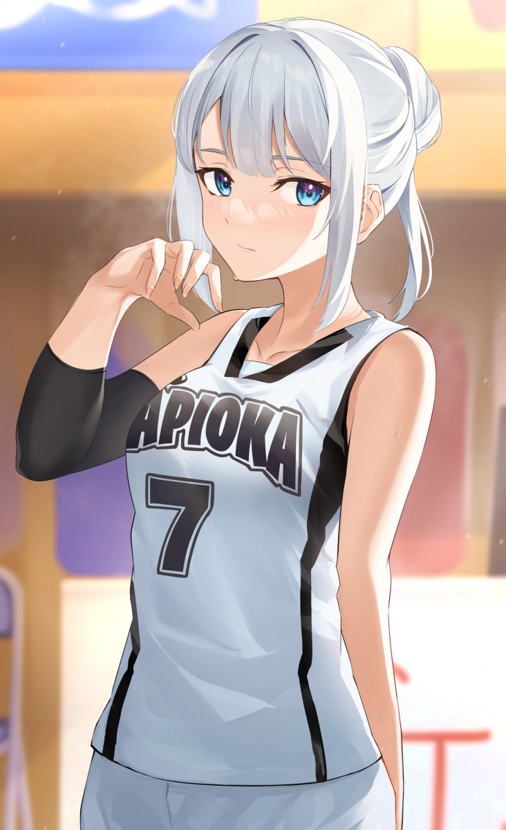 This is a pixiv picture whose title is 運動神経抜群と噂の北欧系銀髪ハーフちゃん.