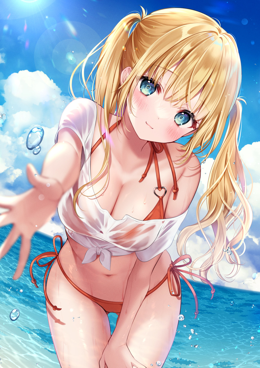 This is a pixiv picture whose title is 一緒に泳ご！.