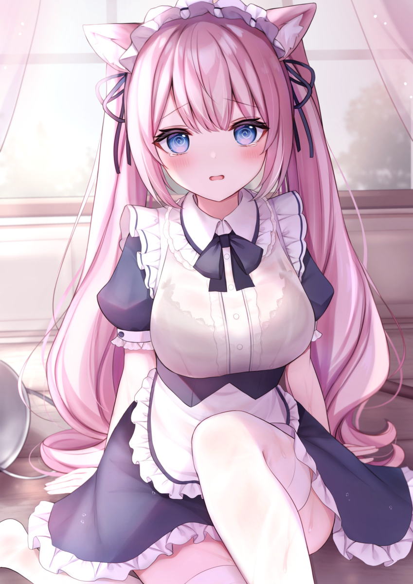 This is a pixiv picture whose title is ドジっ子猫耳メイドちゃん.